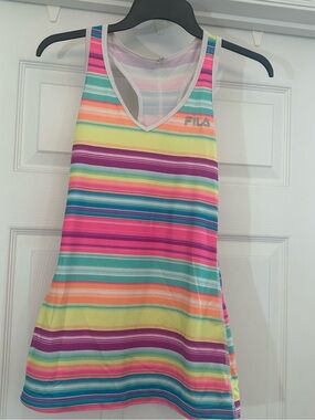 Fila Bright Striped V‑Neck Tank Top in Pink, Yellow, Teal and Orange Size XS